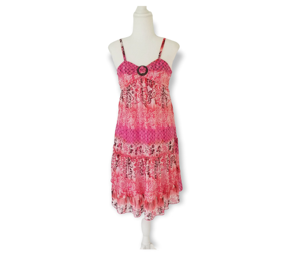 iZ Amy Byer, Girl Floral ruffle dress, coconut shell Buckle front - Size 12